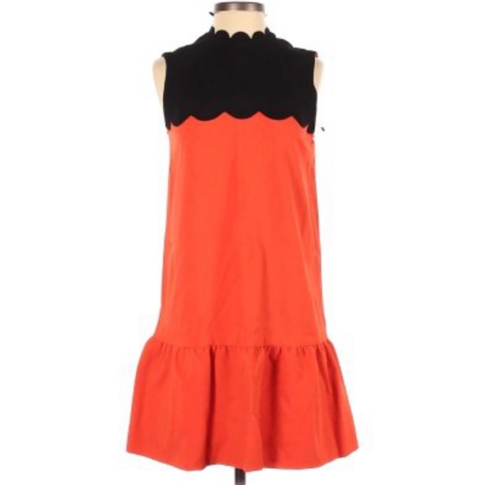 Victoria Beckham Orange/Black Drop Waist Dress
